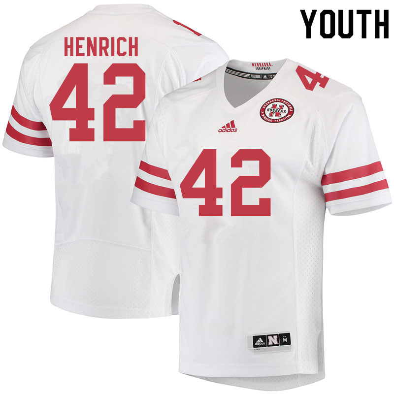 Youth #42 Nick Henrich Nebraska Cornhuskers College Football Jerseys Sale-White